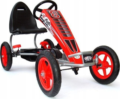 Go kart me pedale Ramiz Full Ahead Air, për fëmijë, sedilje ergonomike, i kuq