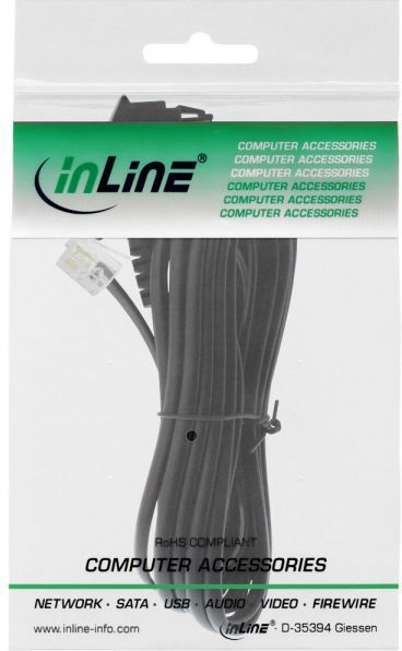 Kabllo telefonike InLine TAE-F - RJ11 6P4C mashkull - mashkull, 6m