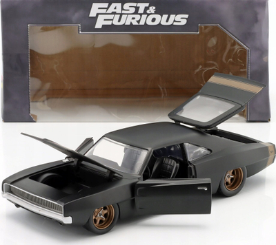 Model makine Jada Toys Fast &amp; Furious 1968 Dodge Charger, shkallë 1:24, die-cast, i zi mat