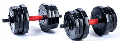 Hantela Spartan Sport, set 20kg, çimento, e zezë me të kuqe
