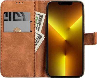 Kuti mbrojtëse Tender Book për Xiaomi Redmi 13C Poco C65, kapak librë, kafe