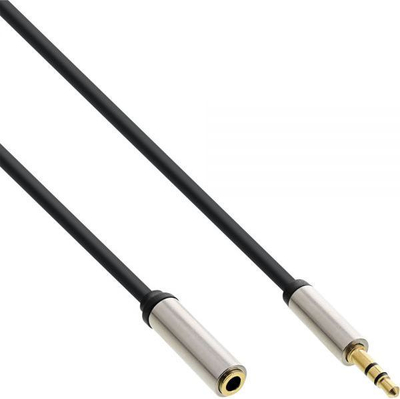 Kabllo InLine (99233), Jack 3.5mm (M) në Jack 3.5mm (F), 3m, e zezë / argjendtë