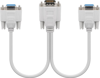 VGA разделувачки кабел Венртоник Губеј 95138, 1x VGA машки во 2x VGA женски, сив
