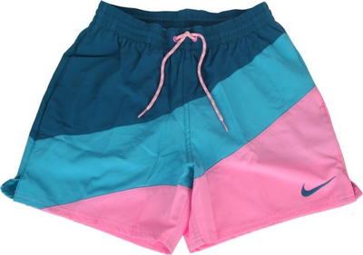 Shorce noti Nike Swimming Explore Volley 5", me ngjyra diagonale, me liner mrena, blu edhe rozë