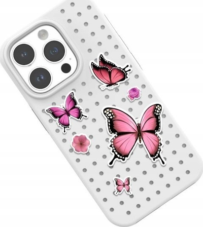 Mbrojtëse telefoni Pinifit Set Case Pinit Dynamic, për iPhone 14 Plus 6.7" dhe iPhone 15 Plus 6.7", model Flower Butterfly, e zezë
