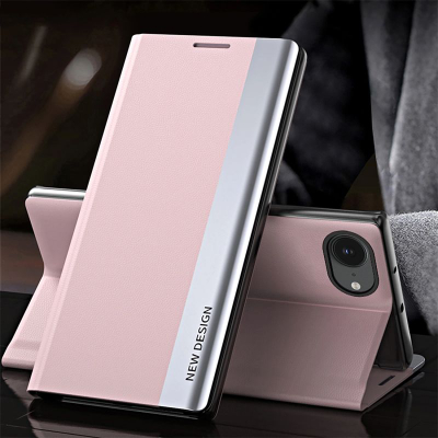 Футрола за телефон Hurtel Sleep Case Pro за iPhone 16e, книшка со држач, розова