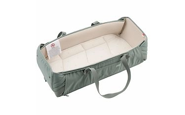 Shportë portative për bebe Voksi Carry Me, dyshek pambuku organik, kapak kundër erës dhe ujit, jeshile Meadow