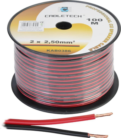 Kabllo boksi Cabletech KAB0386, 2 x 2.5 mm², e zezë me të kuqe