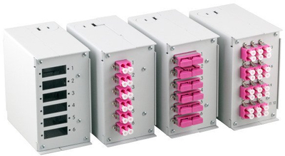 Преден оптички панел Telegärtner 53705.2V2B2, за 6 порти SC D или LC Quad, дупка 1.7mm, сив