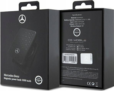 Надворешна батерија Мерцедес MEPB3KMESTK, 3000mAh, 5W MagSafe Qi, црна