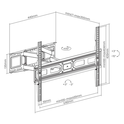 Mbajtëse Manhattan, për TV LCD 462440, 37"-80", 40 kg