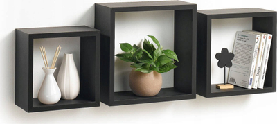 Rafte dekorative muri Homea Cube For Hallway X3, set 3 copë, MDF, të bardha
