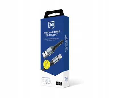 Kabllo USB 3MK Hyper Cable N-Series, USB A në USB C, 1m, 18W, e zezë