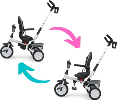 Трицикл Milly Mally Stanley 6in1, седиште 360°, за деца 1–5 години, сив