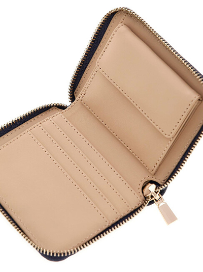 Portofol Guess Laurel II SLG Small Zip Around, për femra, blu e errët