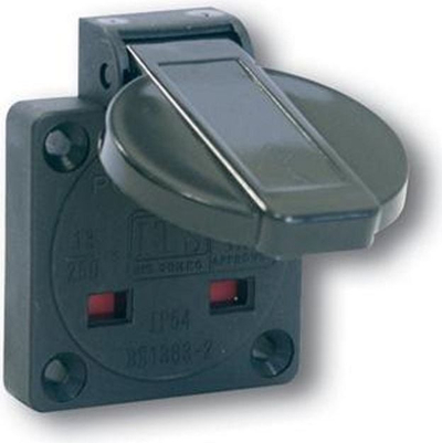 Prizë paneli PCE 13A 2P+E, IP44, 64x64 mm, e zezë