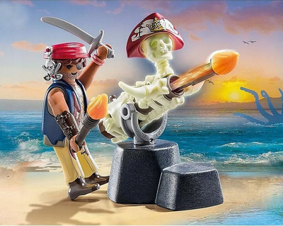 Lodër set piratësh Playmobil Pirates 71421 Cannoneer, me top, për fëmijë 4+