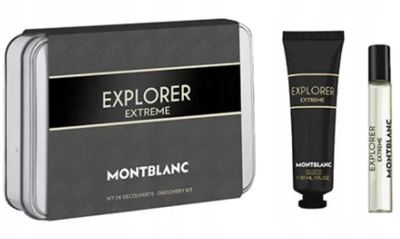 Set dhuratë Montblanc Explorer Extreme, xhel dushi 30ml, parfum 7.5ml, gri