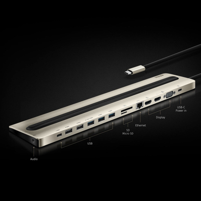 Stacion lidhës ATEN USB-C Multiport, 4K HDMI/VGA, 85W, i zi
