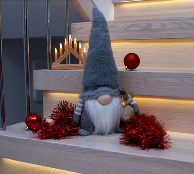 Figurë dekorative Krishtlindjesh Koopman Gnome, LED, 38cm, gri