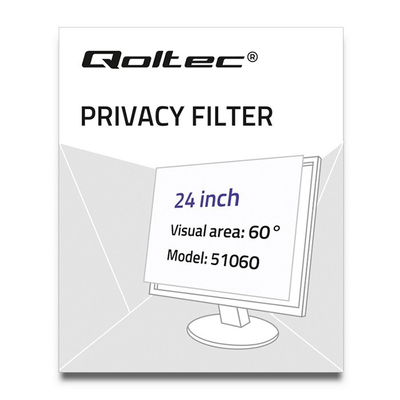 Filtrim privatësie për monitor Qoltec GDPR, 24", 16:9, i zi