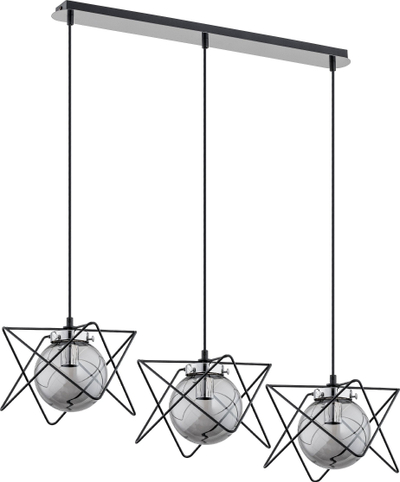 Llampë e varur Adviti Corrado 3P AD-LD-6213GGE14S, 3xE14 40W, metal edhe qelq, krom