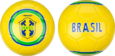Top futbolli Avento Glossy World Soccer, madhësia 5, PVC, i verdhë me jeshile e blu