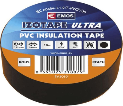 Shirit elektronik ngjitës EMOS 19mm x 10m PCV, i zi (6339343)