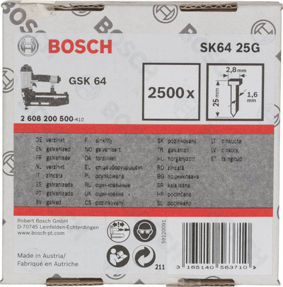 Gozhda Bosch GSK 64 (2.608.200.500), 2500 copë