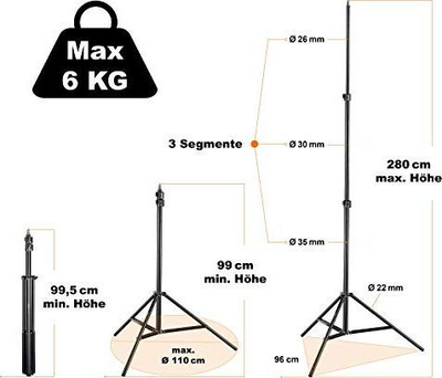 Stativ ndriçimi Walimex pro, me rrota, i rregullueshëm, i zi