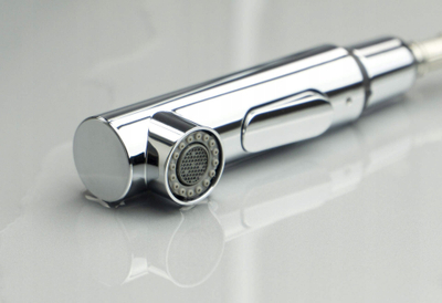 Ruben kuzhine Deante BKM 073M, me grykë që tërhiqet, çelik inox, krom