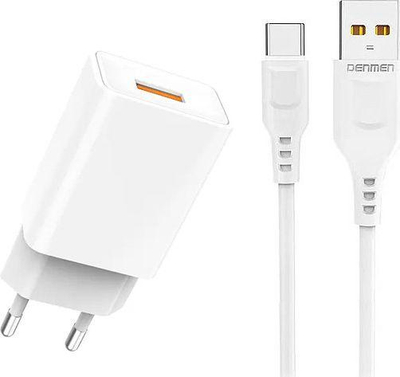 Karikues Denmen DC01 1x USB-A 2.4 A (29374), i bardhë