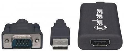 Kabllo adapter Manhattan 152426, HDMI në VGA, USB A, 0.3m, e zezë