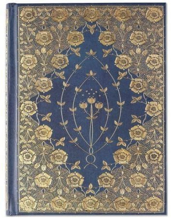 Дневник Paperblanks Gilded Rosettes, 160 страници, тврд повез, сина боја со златни мотиви