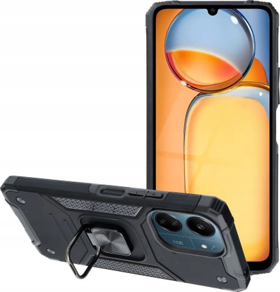 Mbrojtëse telefoni Nitro për Xiaomi Redmi 13C, me unazë magnetike, mbrojtje hibride, ngjyrë e zezë