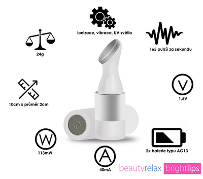Pajisje kozmetike për buzë BeautyRelax BRIGHTLIPS BR-1260, portative, e bardhë