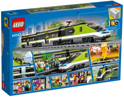 Set lodër LEGO City Passenger Express Train 60337, tren elektrik, me shina