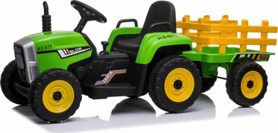 Traktor elektrik për fëmijë Ramiz MX-611, me rimorkio, deri 28 kg, jeshil