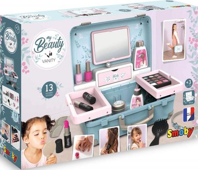 Set kozmetik për kalamaj Smoby Beauty Suitcase 320148, 13 aksesorë, i lehtë për ta marrë me vete, shumëngjyrësh
