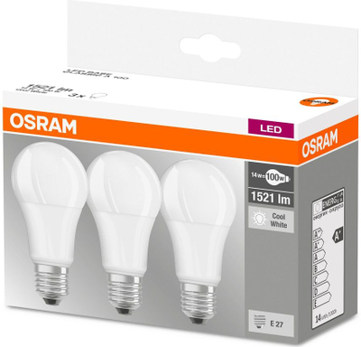 Llamba LED Osram Base Classic A, set me 3 copë, E27 13W 1521 lm, dritë neutrale 4000K