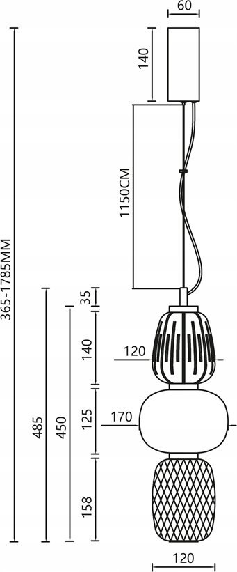 Lampë varese Caro Smoked, 28W LED, qelq i tymsum, krom