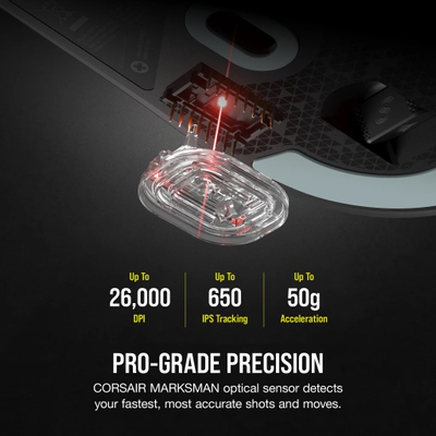 Maus lojrash Corsair M75 Air Wireless, ultra i lehtë, pa tela, i zi