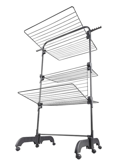 Varëse rrobash vertikale Leifheit Drying Tower 420, me 3 nivele, me rrota, e zezë