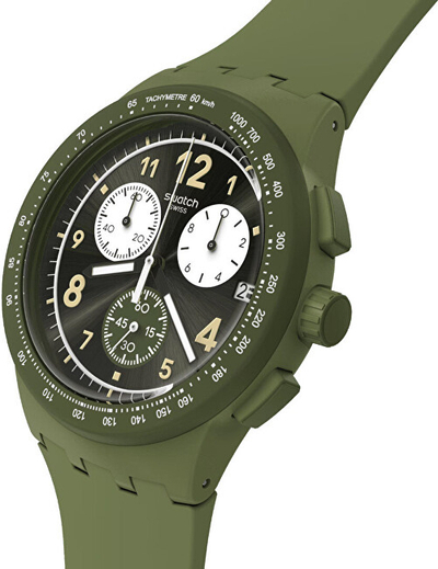 Orë dore për meshkuj Swatch, e gjelbërt