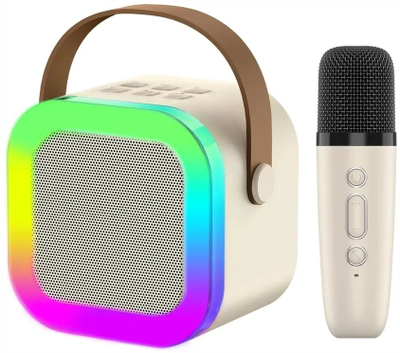 Altoparlant karaoke Extralink Mini, brez kablli, LED RGB, bezhë