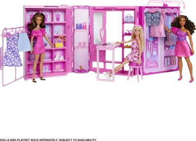 Set loje Barbie Dream Closet 3.0, dollap 90 cm, 25 gjëra, rozë
