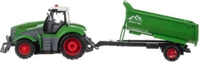 Lodër traktor me telekomandë Kruzzel Tractor 24850, me rimorkio, LED, i gjelbër
