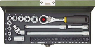 Set bitash Proxxon 23078 Industrial, 1/4", 32 copë, metalik