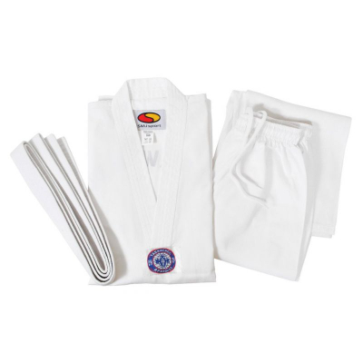 Uniformë taekwondo SMJ Sport HS TNK 000008550, poliestër pambuk, me brez, e bardhë