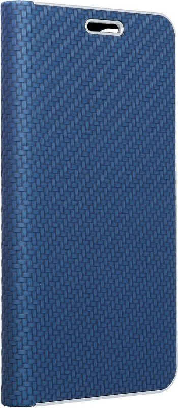 Mbulesë telefoni Luna Book Carbon për Samsung Xcover 4, me kapak si libër, bëhet dhe qëndrim horizontal, blu e errët